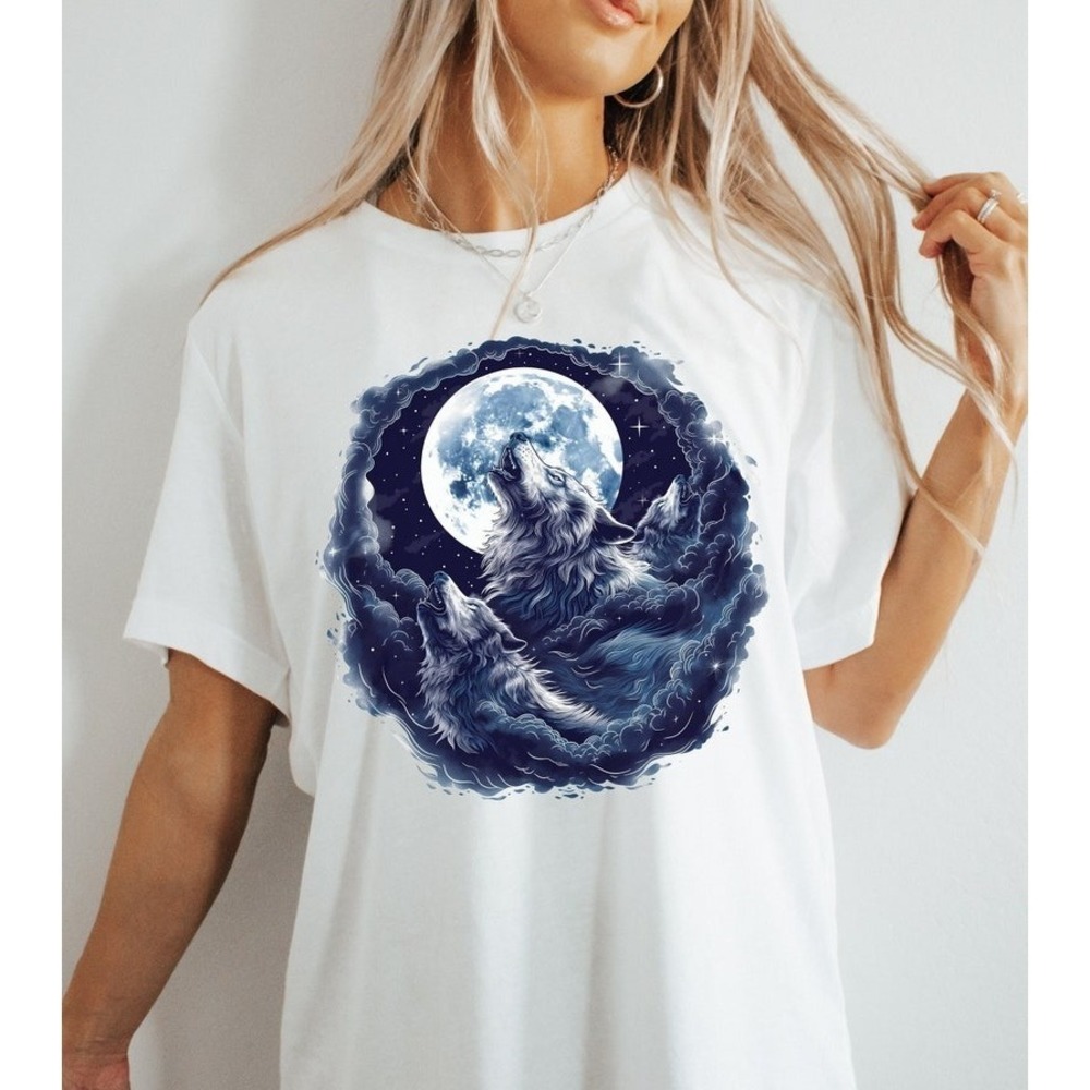Three Wolf Howling At Moon T-Shirt